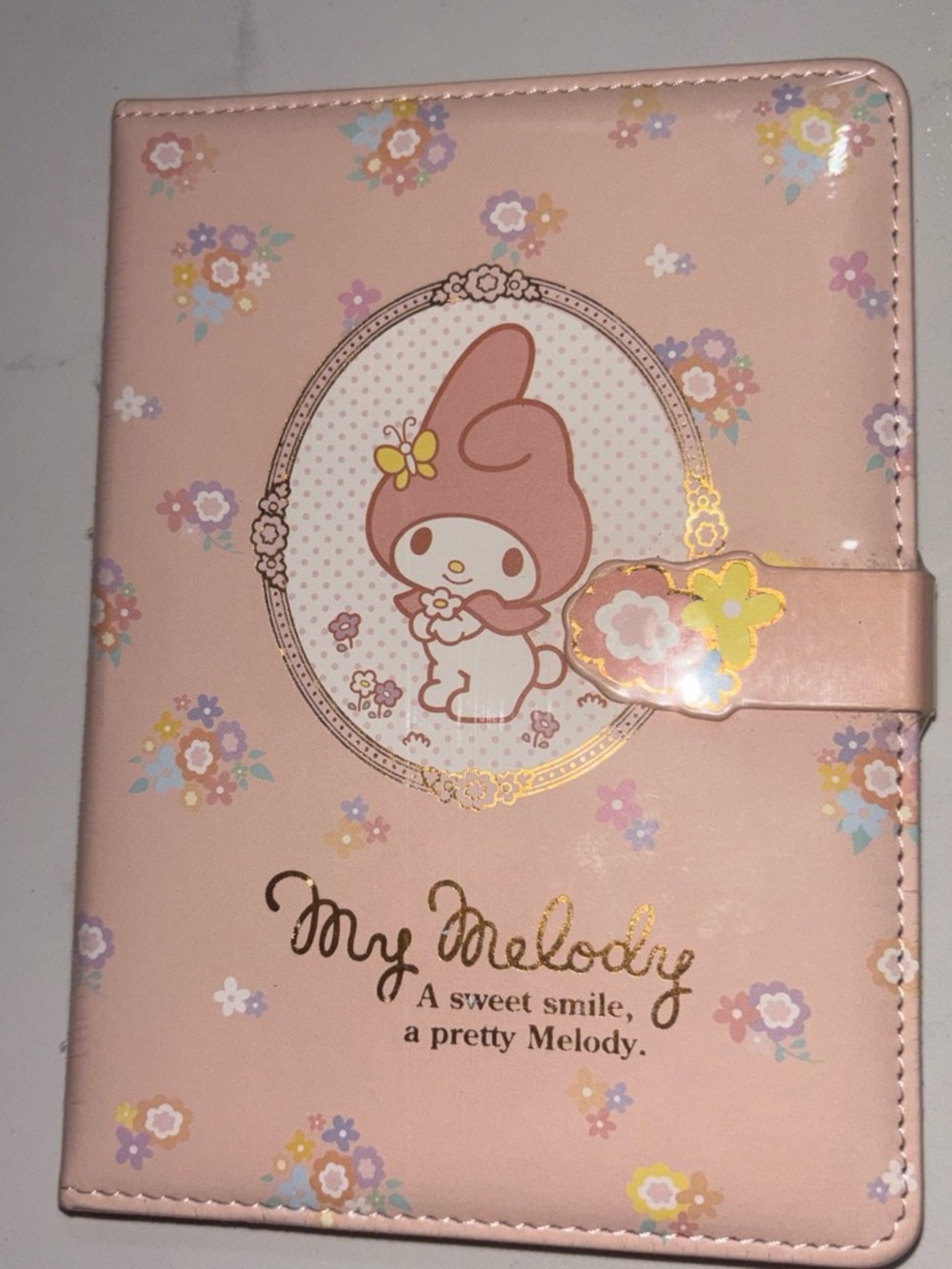 Sanrio My Melody Pink Floral Notebook w/Snap Closure